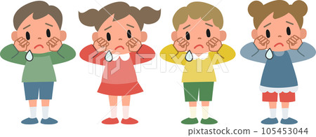 Crying girl and boy illustration set Crying girl and boy illustration set 105453044