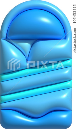 3d illustration sleeping bag camping bed for tourists Hiking gear for sleeping. 105453315