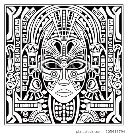 cartoon ancient egyptian pharaoh face mask zentangle of illustration cartoon ancient egyptian pharaoh face mask zentangle of illustration 105453794