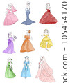 Various women in wedding dresses (color dresses) 105454170