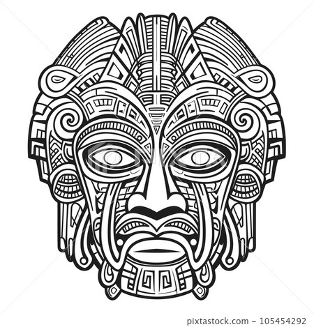 Totem Tribal Hawaii Masque Africain Traditionnel Bois Masque Hawaii Exotique  Vecteur par ©mariafionawati@gmail.com 668487226