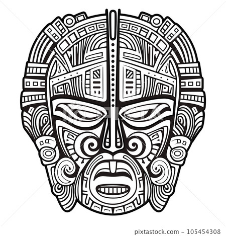 Tribal hawaii totem african traditional wooden mask. hawaii mask exotic, african face wooden sculpture of illustration Tribal hawaii totem african traditional wooden mask. hawaii mask exotic, african face wooden sculpture of illustration 105454308