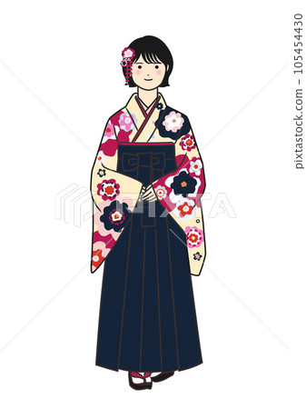A girl in a hakama facing the front A girl in a hakama facing the front 105454430