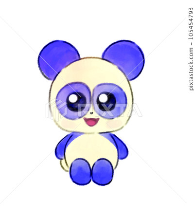 [Sitting pose] Fluffy animal illustration like a stuffed animal [Panda] 105454793