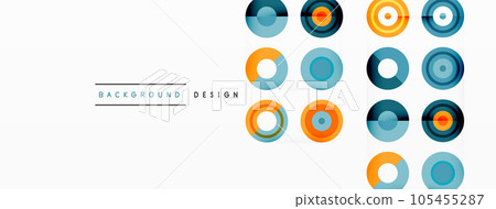 Abstract background with circle symmetric grid composition. Circle pattern creating sense of movement. Grid adds structure and balance to the composition, with equal spacing between each circle Abstract background with circle symmetric grid composition. Circle pattern creating sense of movement. Grid adds structure and balance to the composition, with equal spacing between each circle 105455287