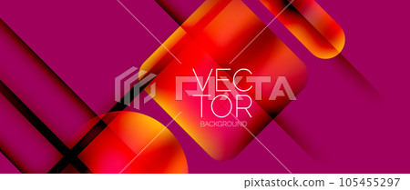 Dynamic bright colorful geometric elements with fluid gradients, lights, shadows blend in a minimal backdrop, creating captivating composition Dynamic bright colorful geometric elements with fluid gradients, lights, shadows blend in a minimal backdrop, creating captivating composition 105455297