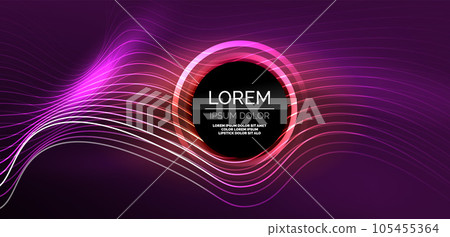 Neon lines and waves abstract background. Techno glowing neon shapes vector illustration for wallpaper, banner, background, landing page, wall art, invitation, prints, posters 105455364