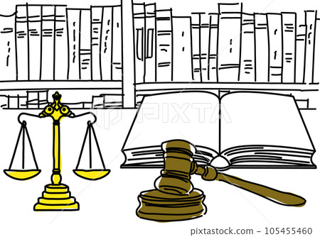 Simple line drawing illustration of a legal consultation office image 105455460