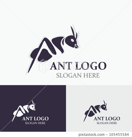 Ant logo design silhouette. Isolated animal ants on background design Ant logo design silhouette. Isolated animal ants on background design 105455584
