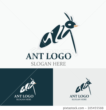 Ant logo design silhouette. Isolated animal ants on background design 105455588