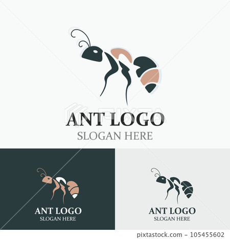Ant logo design silhouette. Isolated animal ants on background design Ant logo design silhouette. Isolated animal ants on background design 105455602