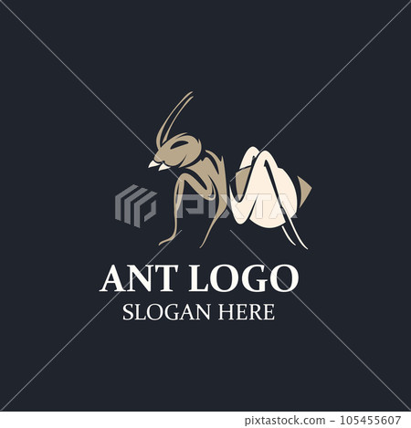 Ant logo design silhouette. Isolated animal ants on background design Ant logo design silhouette. Isolated animal ants on background design 105455607