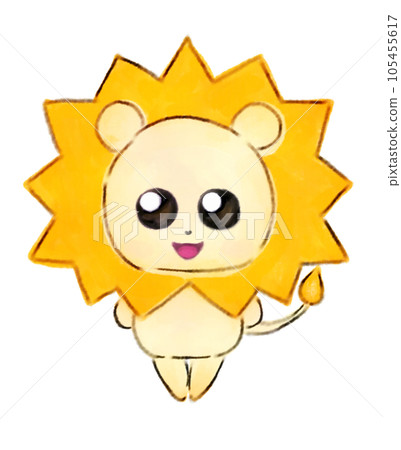 [Careful pose] Fluffy animal illustration like a stuffed animal [Lion] 105455617