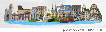 Contemporary art collage or design about Marseille. Contemporary art collage or design about Marseille. 105457180
