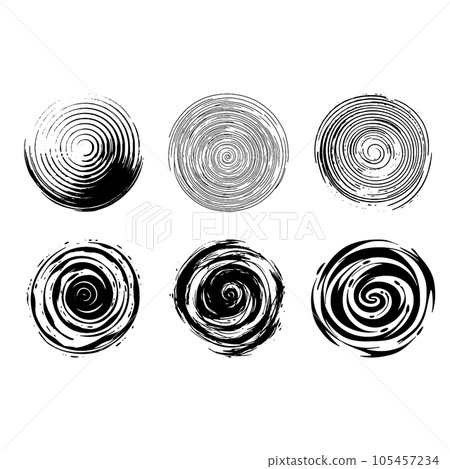 Set of 6 circle materials drawn with ink 105457234