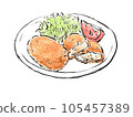 Crispy croquettes painted by watercolor 105457389