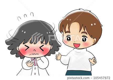 A shy girl and a smiling man 105457872