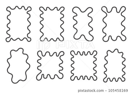 Y2k squiggle frame. Zigzag wavy border for story. Rectangle serrated retro groovy shapes set. Cute funky geometric posters for modern design. Vector aesthetic elements. 105458169