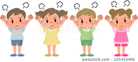 angry girl and boy illustration set 105458466