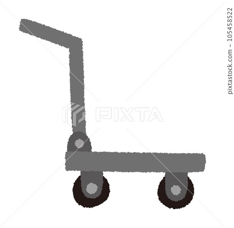 Hand-drawn vector illustration of a trolley carrying a carry-on bag, carry-on case, and travel bag 105458522