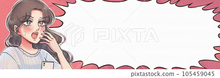 Girl cartoon style, illustration banner of a woman who is surprised with a smartphone 105459045
