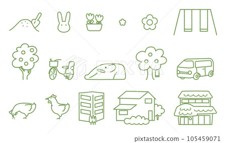 An icon set that can be used in nursery schools and kindergartens to convey the state of the garden and going to kindergarten Illustration material An icon set that can be used in nursery schools and kindergartens to convey the state of the garden and going to kindergarten Illustration material 105459071