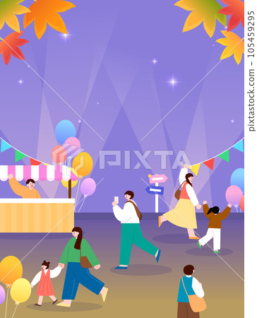Autumn Festival Character Landscape Illustration 105459295