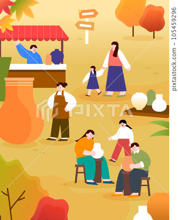 Autumn Festival Character Landscape Illustration 105459296