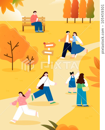 Autumn Festival Character Landscape Illustration 105459301