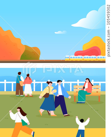 Autumn Festival Character Landscape Illustration 105459302