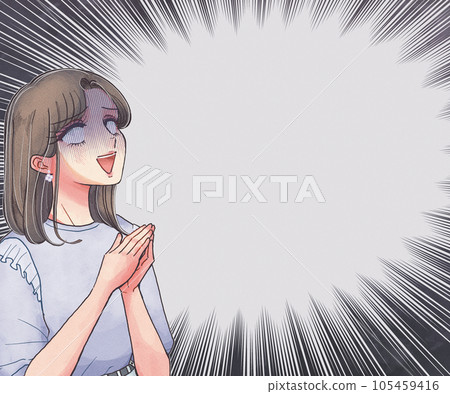 70 年代女孩漫畫插圖，Gagaan...鬱悶的姐姐集中線橫幅 105459416