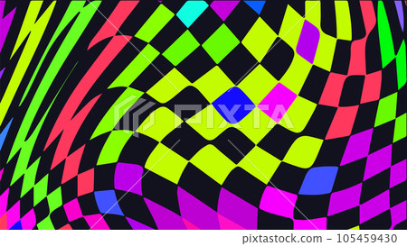 Distorted twisted checkered background. Trippy strip psychedelic pattern. Distorted twisted checkered background. Trippy strip psychedelic pattern. 105459430