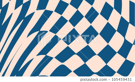 1970 retro trippy wave checkered pattern. Groovy geometric distorted grid. 1970 retro trippy wave checkered pattern. Groovy geometric distorted grid. 105459431