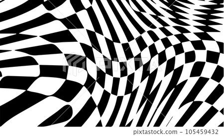 Black and white chess wave pattern. Checker board swirl background. 105459432
