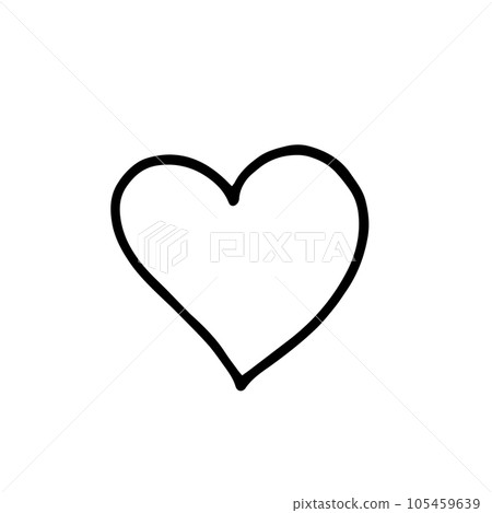 Heart illustration. White background. Black outline. The line in the form of heart. Template for Valentine s Day banners, posters, greeting cards. Minimalism. 105459639