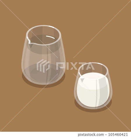 玻璃容器中糖漿和牛奶的等距矢量圖解 105460421