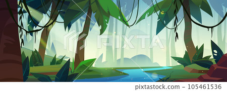 Tropical forest landscape with river 105461536