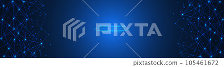 Abstract technology background of global network connection and communication with connecting the dots and lines for banner design or header. Vector illustration Abstract technology background of global network connection and communication with connecting the dots and lines for banner design or header. Vector illustration 105461672