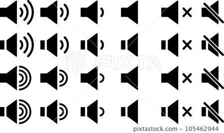 Vector illustration set of monochrome speaker style mark Vector illustration set of monochrome speaker style mark 105462944