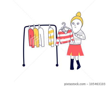 A charismatic clerk at an apparel shop who recommends trendy clothes A charismatic clerk at an apparel shop who recommends trendy clothes 105463103