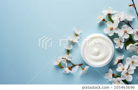 natural cosmetic products on a light background with open space natural cosmetic products on a light background with open space 105463696