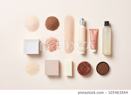 still life with natural cosmetic products on a light pink background still life with natural cosmetic products on a light pink background 105463844