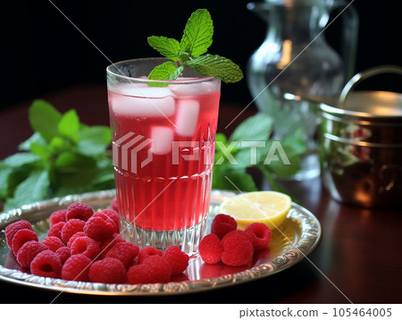 raspberry snouts with mint served with elegance. raspberry snouts with mint served with elegance. 105464005