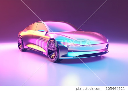 Holographic metallic 3D retro futuristic car Holographic metallic 3D retro futuristic car 105464621