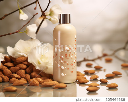 almond shampoo for hair treatment. 105464686