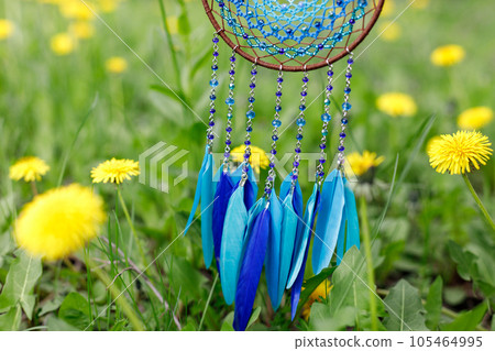 Handmade dream catcher with feathers threads and beads rope hanging Handmade dream catcher with feathers threads and beads rope hanging 105464995