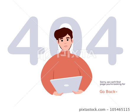 404 error page with man vector. Concept of error 404, page not found, online service notification. 105465115