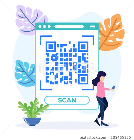 Illustration vector graphic cartoon character of qr code scanning 105465130