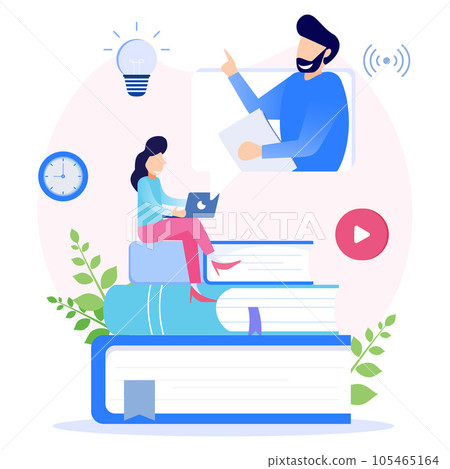 Illustration vector graphic cartoon character of online education Illustration vector graphic cartoon character of online education 105465164