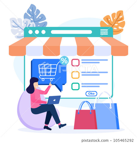 Illustration vector graphic cartoon character of online shopping 105465292